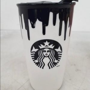 Starbucks Brand of Outsiders Black Drip Ceramic Travel Mug Limited Addition